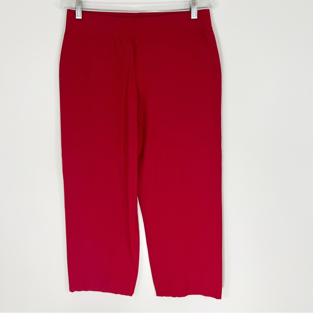 Eileen Fisher Red Washable Stretch Crepe Straight Pant Size Medium Crop